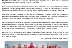 Flyer PvdA Zuidhorn met belangrijkste standpunten